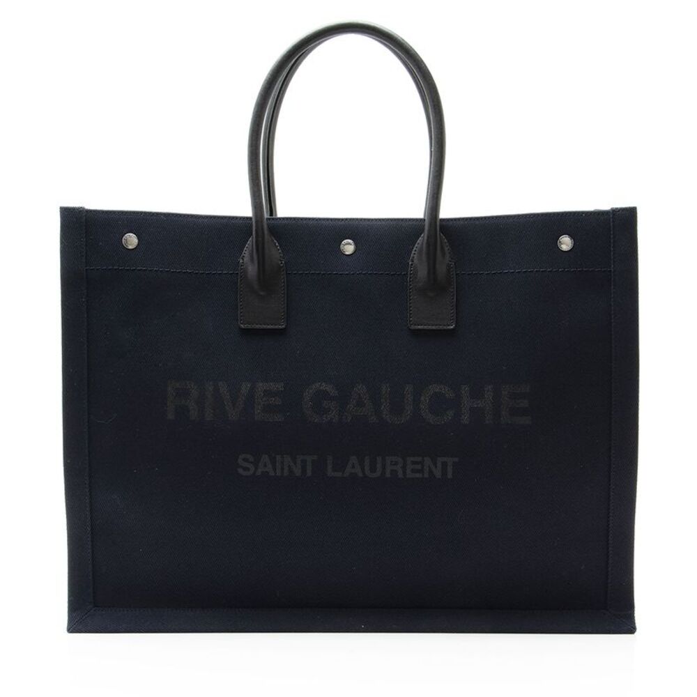 Saint Laurent Canvas Calfskin Rive Gauche Large Tote